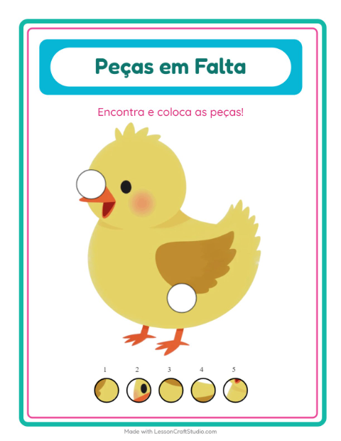 Pré-visualização da ficha de Peças Faltantes com Páscoa para Educação infantil (pré-escola, 5-7 anos)