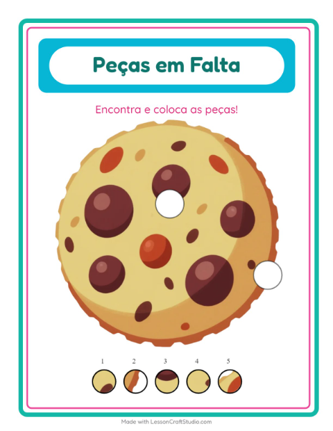 Pré-visualização da ficha de Peças Faltantes com Sobremesas e doces para Educação infantil (pré-escola, 5-7 anos)