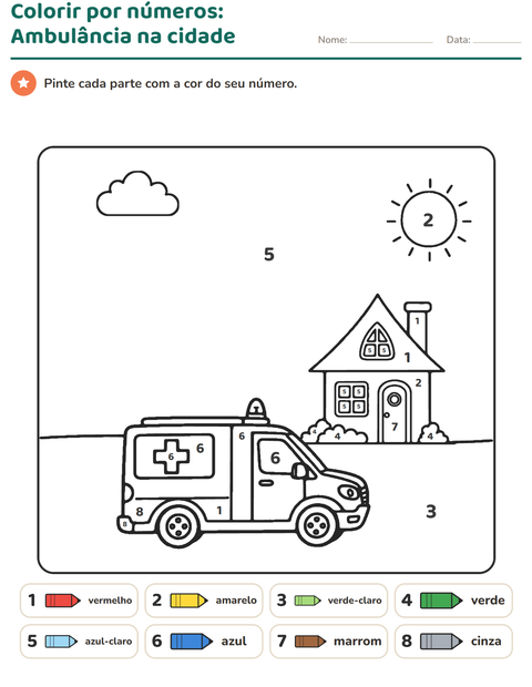 Pré-visualização da ficha de Pinte conforme o resultado para Educação infantil (pré-escola, 5-7 anos)