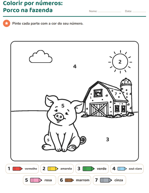 Pré-visualização da ficha de Pinte conforme o resultado para Educação infantil (pré-escola, 5-7 anos)