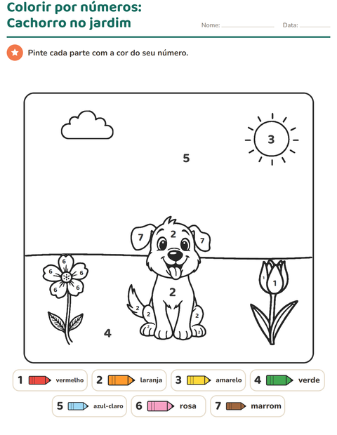 Pré-visualização da ficha de Pinte conforme o resultado para Educação infantil (pré-escola, 5-7 anos)