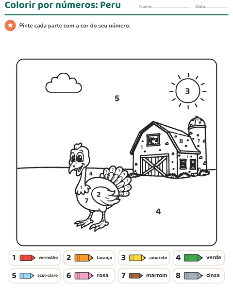 Pré-visualização da ficha de Pinte conforme o resultado para Educação infantil (pré-escola, 5-7 anos)