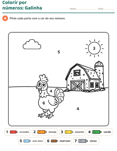 Pré-visualização da ficha de Pinte conforme o resultado para Educação infantil (pré-escola, 5-7 anos)