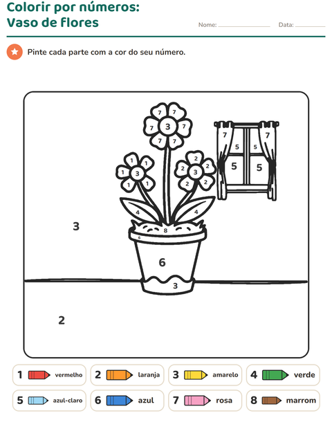 Pré-visualização da ficha de Pinte conforme o resultado para Educação infantil (pré-escola, 5-7 anos)