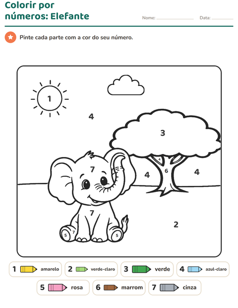 Pré-visualização da ficha de Pinte conforme o resultado para Educação infantil (pré-escola, 5-7 anos)