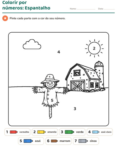 Pré-visualização da ficha de Pinte conforme o resultado para Educação infantil (pré-escola, 5-7 anos)