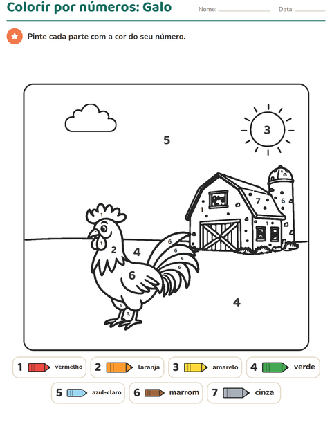 Pré-visualização da ficha de Pinte conforme o resultado para Educação infantil (pré-escola, 5-7 anos)