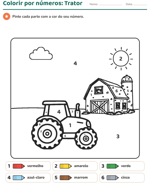 Pré-visualização da ficha de Pinte conforme o resultado para Educação infantil (pré-escola, 5-7 anos)