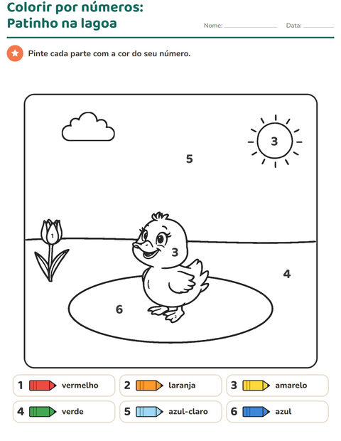 Pré-visualização da ficha de Pinte conforme o resultado para Educação infantil (pré-escola, 5-7 anos)