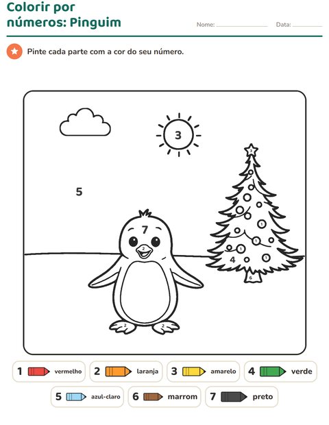 Pré-visualização da ficha de Pinte conforme o resultado para Educação infantil (pré-escola, 5-7 anos)