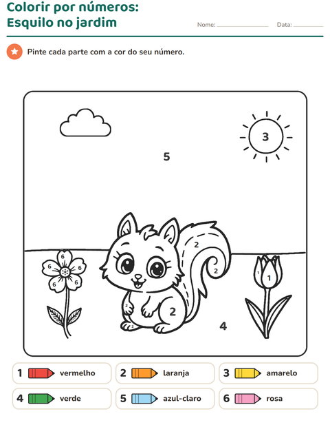 Pré-visualização da ficha de Pinte conforme o resultado para Educação infantil (pré-escola, 5-7 anos)