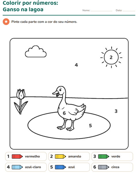 Pré-visualização da ficha de Pinte conforme o resultado para Educação infantil (pré-escola, 5-7 anos)