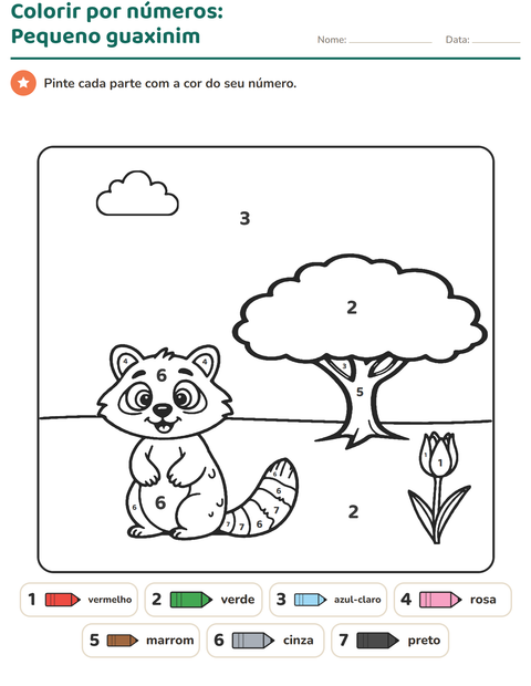 Pré-visualização da ficha de Pinte conforme o resultado para Educação infantil (pré-escola, 5-7 anos)