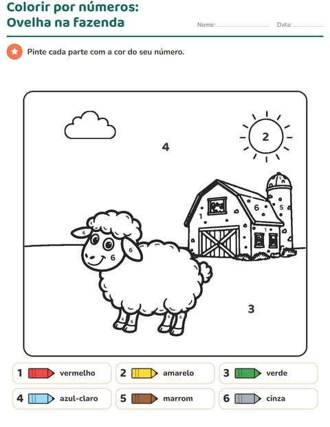 Pré-visualização da ficha de Pinte conforme o resultado para Educação infantil (pré-escola, 5-7 anos)
