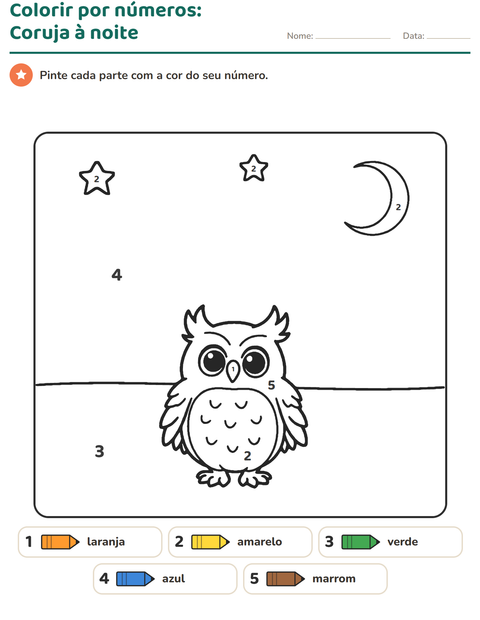 Pré-visualização da ficha de Pinte conforme o resultado para Educação infantil (pré-escola, 5-7 anos)
