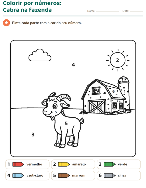 Pré-visualização da ficha de Pinte conforme o resultado para Educação infantil (pré-escola, 5-7 anos)