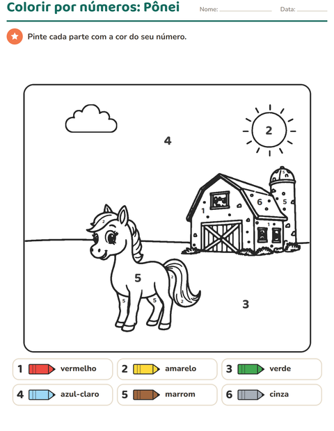 Pré-visualização da ficha de Pinte conforme o resultado para Educação infantil (pré-escola, 5-7 anos)
