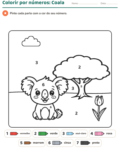 Pré-visualização da ficha de Pinte conforme o resultado para Educação infantil (pré-escola, 5-7 anos)