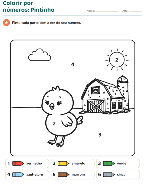 Pré-visualização da ficha de Pinte conforme o resultado para Educação infantil (pré-escola, 5-7 anos)