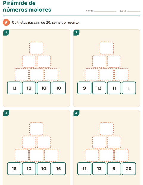 Pré-visualização da ficha de Pirâmide de números para 2º ano do ensino fundamental