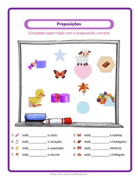 Pré-visualização da ficha de Preposições com Páscoa para Educação infantil (pré-escola, 5-7 anos)