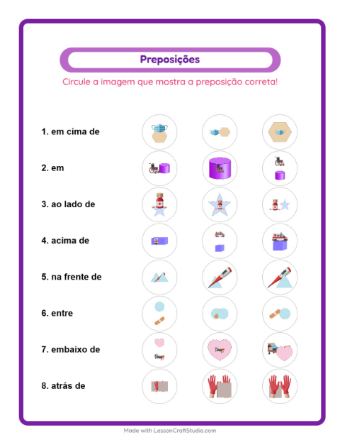 Pré-visualização da ficha de Preposições com Hospital para Educação infantil (pré-escola, 5-7 anos)