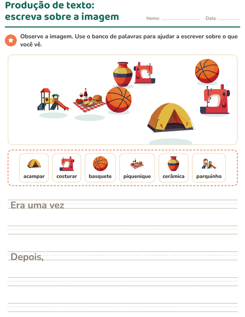 Pré-visualização da ficha de Produção de texto com imagem com Atividades para 2º ano do ensino fundamental