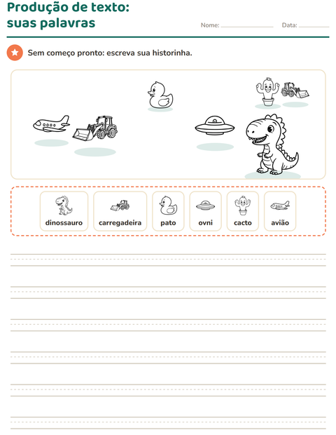 Pré-visualização da ficha de Produção de texto com imagem com Brinquedos PB para 2º ano do ensino fundamental