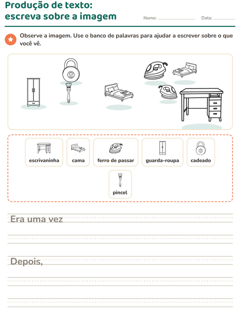 Pré-visualização da ficha de Produção de texto com imagem com Casa PB 2 para 2º ano do ensino fundamental