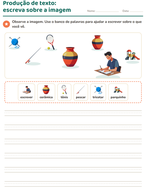 Pré-visualização da ficha de Produção de texto com imagem com Atividades para 2º ano do ensino fundamental