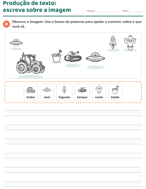Pré-visualização da ficha de Produção de texto com imagem com Brinquedos PB para 2º ano do ensino fundamental