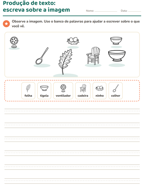 Pré-visualização da ficha de Produção de texto com imagem com Casa e Natureza PB para 2º ano do ensino fundamental