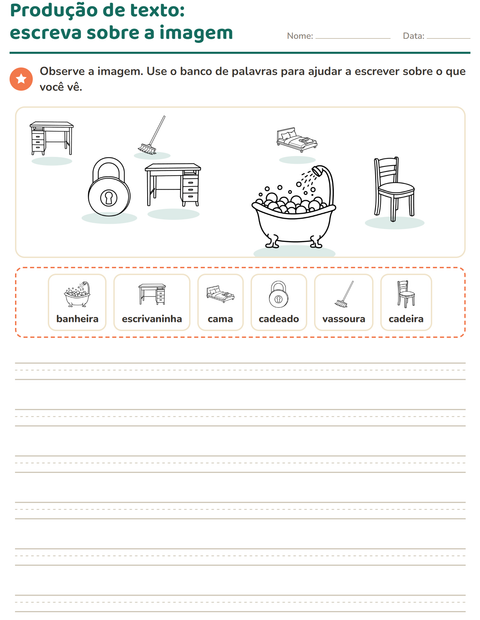 Pré-visualização da ficha de Produção de texto com imagem com Casa PB 2 para 2º ano do ensino fundamental