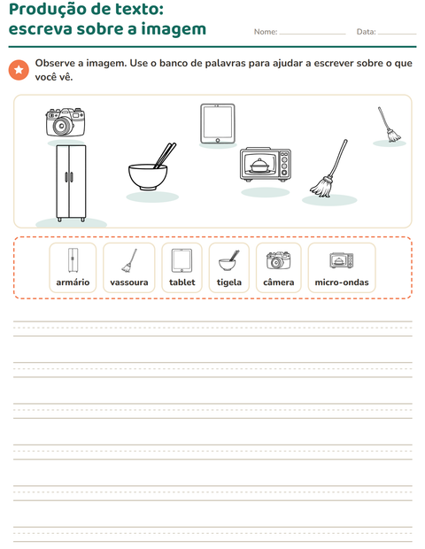 Pré-visualização da ficha de Produção de texto com imagem com Doméstico PB para 2º ano do ensino fundamental