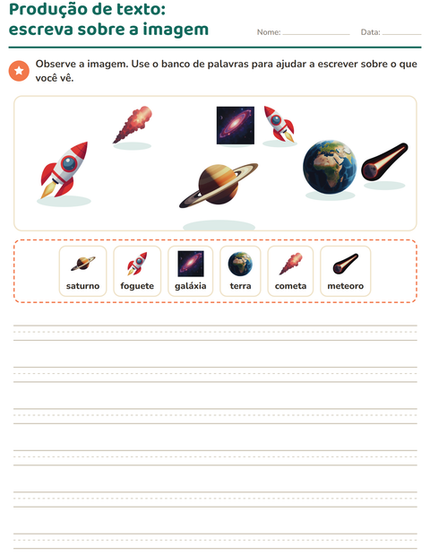 Pré-visualização da ficha de Produção de texto com imagem com Espaço para 2º ano do ensino fundamental
