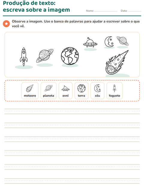 Pré-visualização da ficha de Produção de texto com imagem com Espaço PB para 2º ano do ensino fundamental