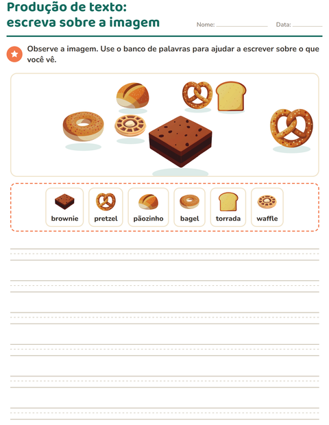 Pré-visualização da ficha de Produção de texto com imagem com Padaria para 2º ano do ensino fundamental