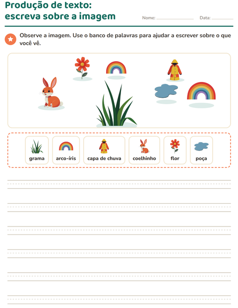 Pré-visualização da ficha de Produção de texto com imagem com Primavera para 2º ano do ensino fundamental