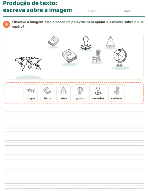 Pré-visualização da ficha de Produção de texto com imagem com Sala de aula (P&B) para 2º ano do ensino fundamental