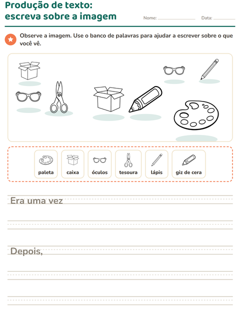 Pré-visualização da ficha de Produção de texto com imagem com Educação PB para 2º ano do ensino fundamental