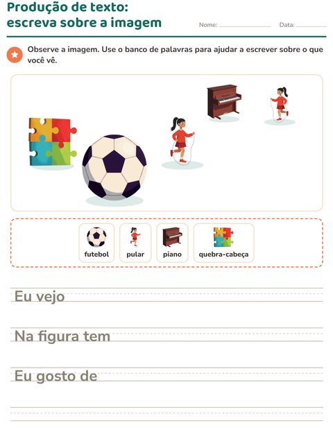 Pré-visualização da ficha de Produção de texto com imagem com Atividades para 2º ano do ensino fundamental