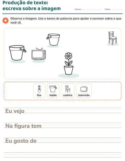 Pré-visualização da ficha de Produção de texto com imagem com Casa PB 2 para 2º ano do ensino fundamental