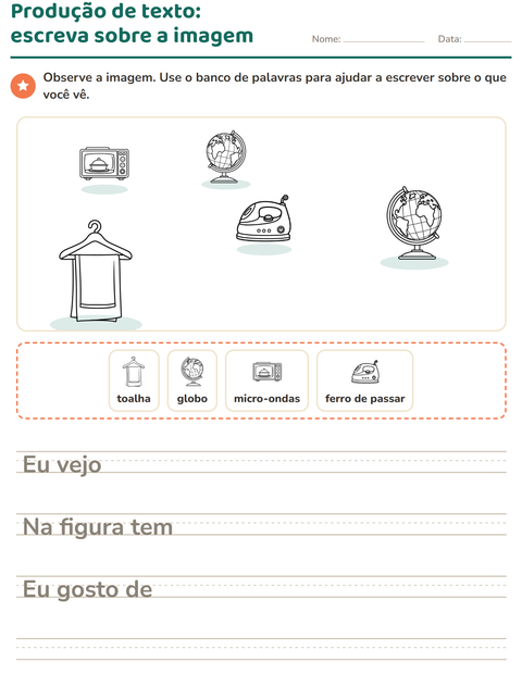 Pré-visualização da ficha de Produção de texto com imagem com Doméstico PB para 2º ano do ensino fundamental