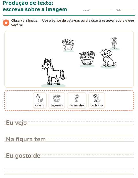 Pré-visualização da ficha de Produção de texto com imagem com Fazenda PB para 2º ano do ensino fundamental