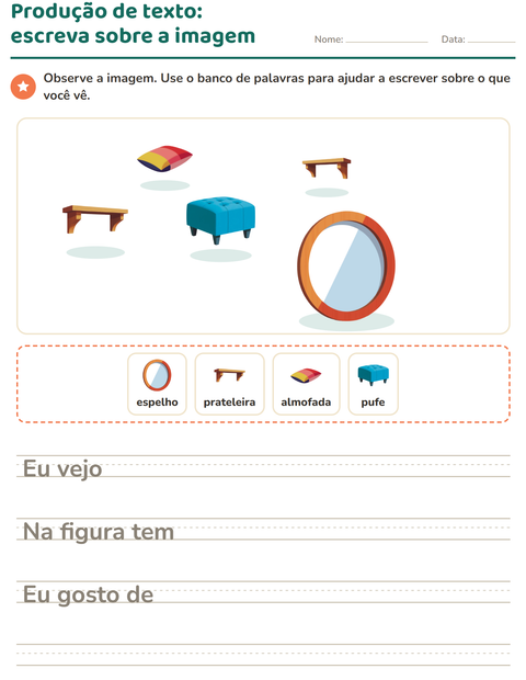 Pré-visualização da ficha de Produção de texto com imagem com Móveis para 2º ano do ensino fundamental