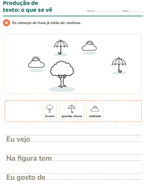 Pré-visualização da ficha de Produção de texto com imagem com Natureza PB para 2º ano do ensino fundamental