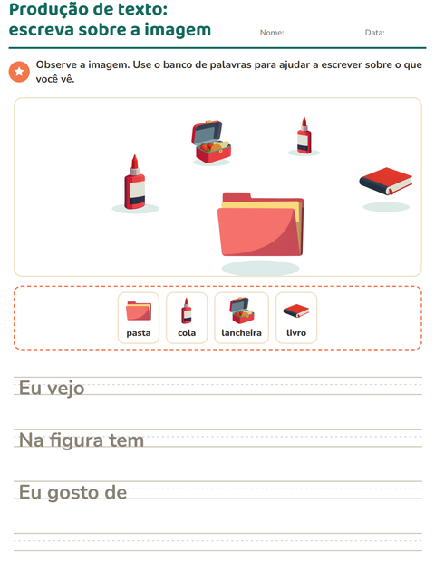 Pré-visualização da ficha de Produção de texto com imagem com Sala de aula para 2º ano do ensino fundamental