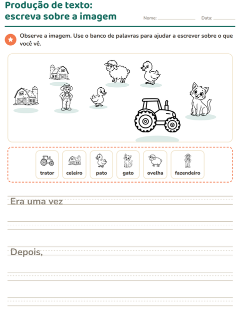 Pré-visualização da ficha de Produção de texto com imagem com Fazenda PB para 2º ano do ensino fundamental