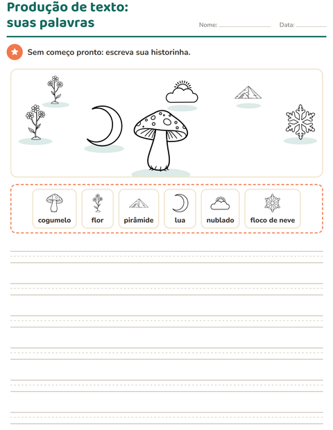 Pré-visualização da ficha de Produção de texto com imagem com Natureza PB para 2º ano do ensino fundamental