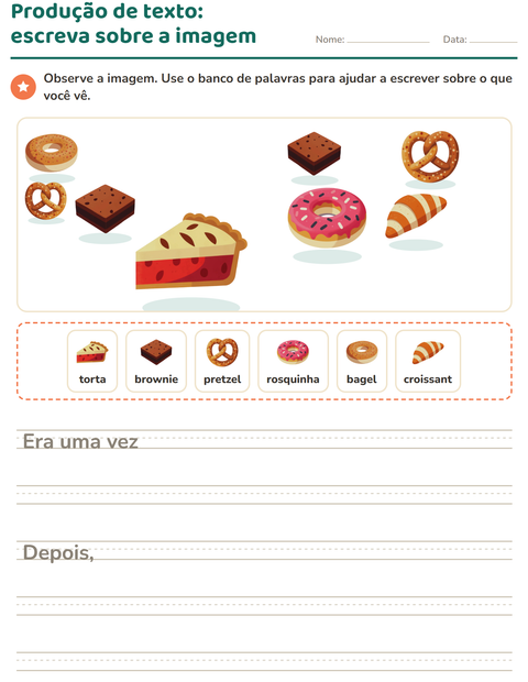 Pré-visualização da ficha de Produção de texto com imagem com Padaria para 2º ano do ensino fundamental